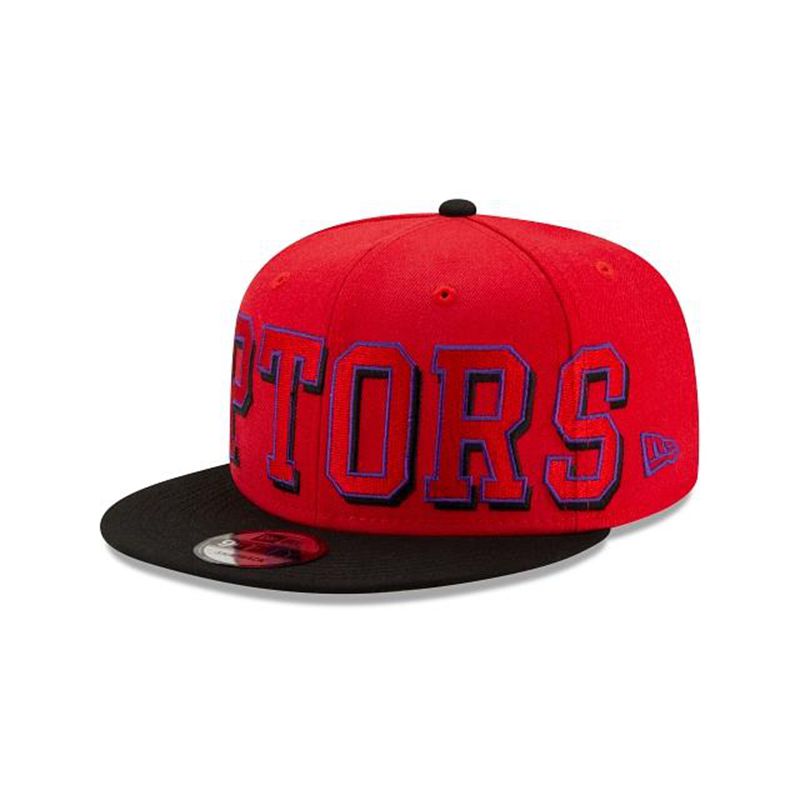 NBA Toronto Raptors Block Font 9Fifty Snapback (RVB6700) - Red New Era Caps